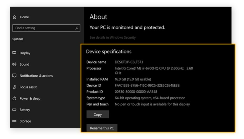 Using System Information Tools to Identify Specs